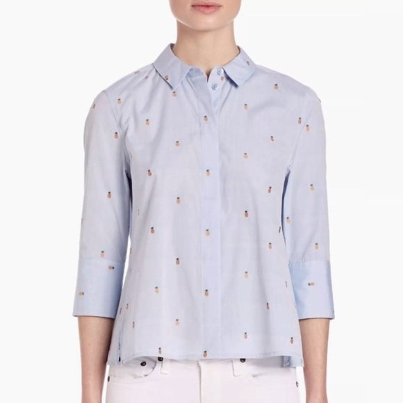 Equipment Tops - EQUIPMENT ESME LIGHT BLUE PINEAPPLE TOP NWT